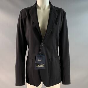 HERNO Size 8 Black Nylon Blend Single breasted Jacket